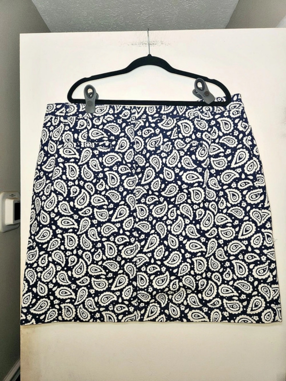 Talbots Denim A-Line Skirt - Daisy Paisley Blue & White 20W